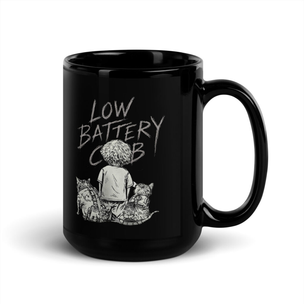 Low Battery Club Black Mug
